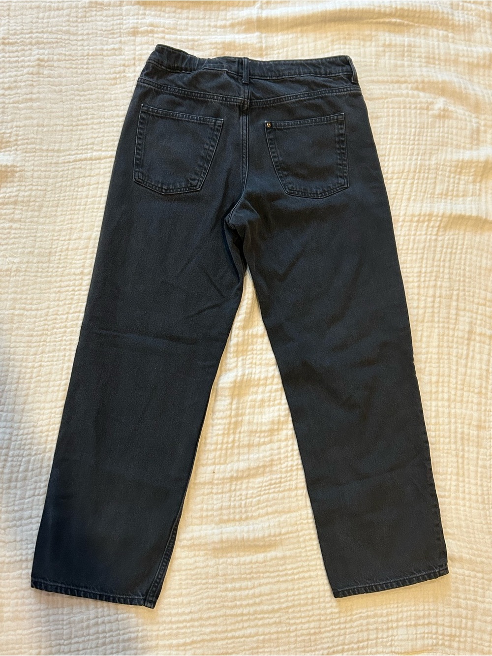 H&M Boys Loose Fit Straight Leg Black Jeans Size 12-13Y Adjustable Waist - Picture 2 of 5